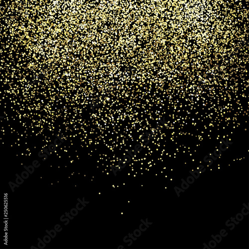 Falling gold particles. Golden rain background.
