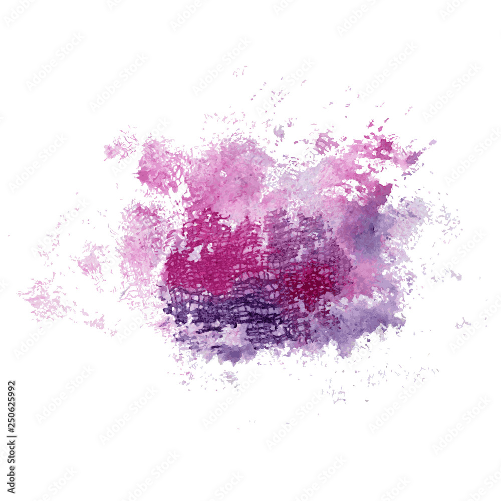 Obraz Bright watercolor pink and blue stain with textile texture. Abstract illustration on a white background. Vector