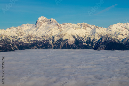 mount Triglav with morning fog