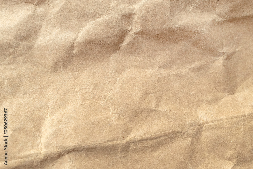 Brown crumpled paper texture background.