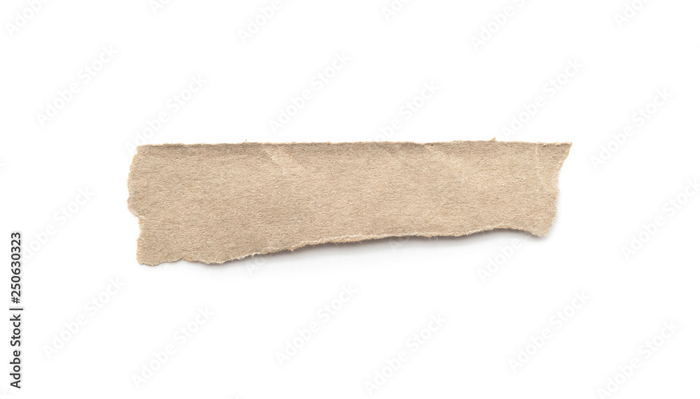 Recycled paper craft stick on a white background. Brown paper torn or ripped pieces of paper isolated on white. Recycled paper craft stick on a white background. Brown paper torn or ripped pieces of paper isolated on white.