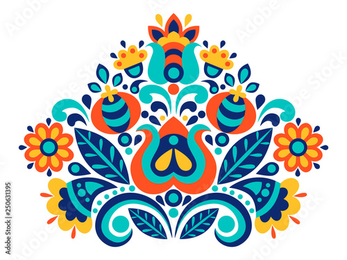 geometric ethnic decoration. Fashion mexican, navajo or aztec, native american ornament.  Colored vector design element for frame and border, textile, fabric or paper print. Vector illustration © anhut