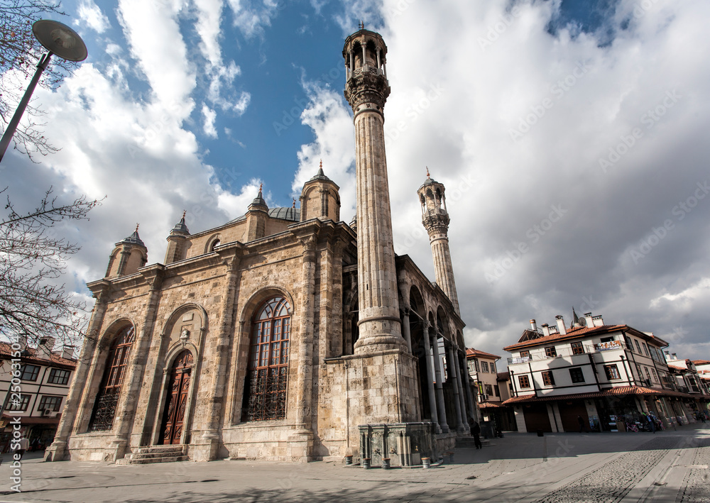 Aziziye Mosque view in Konya. The architectural style is a mixture of boroque and traditional  Ottoman architecture. Konya, Turkey - 10 03 2016