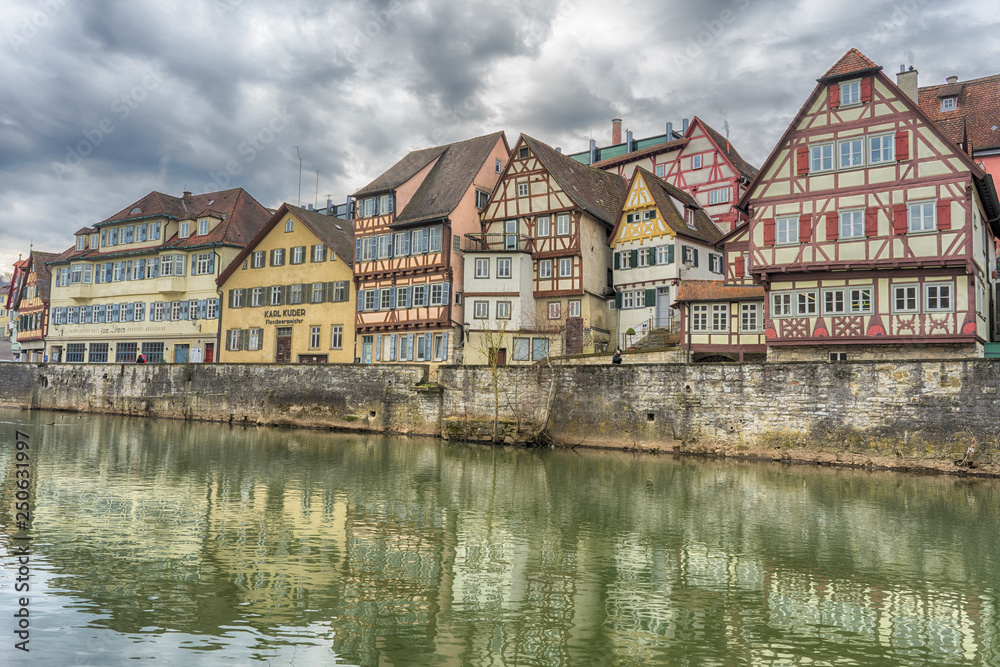 Fototapeta premium Schwaebisch Hall, Germany - 19 February 2019: The streets of Schwaebisch Hall