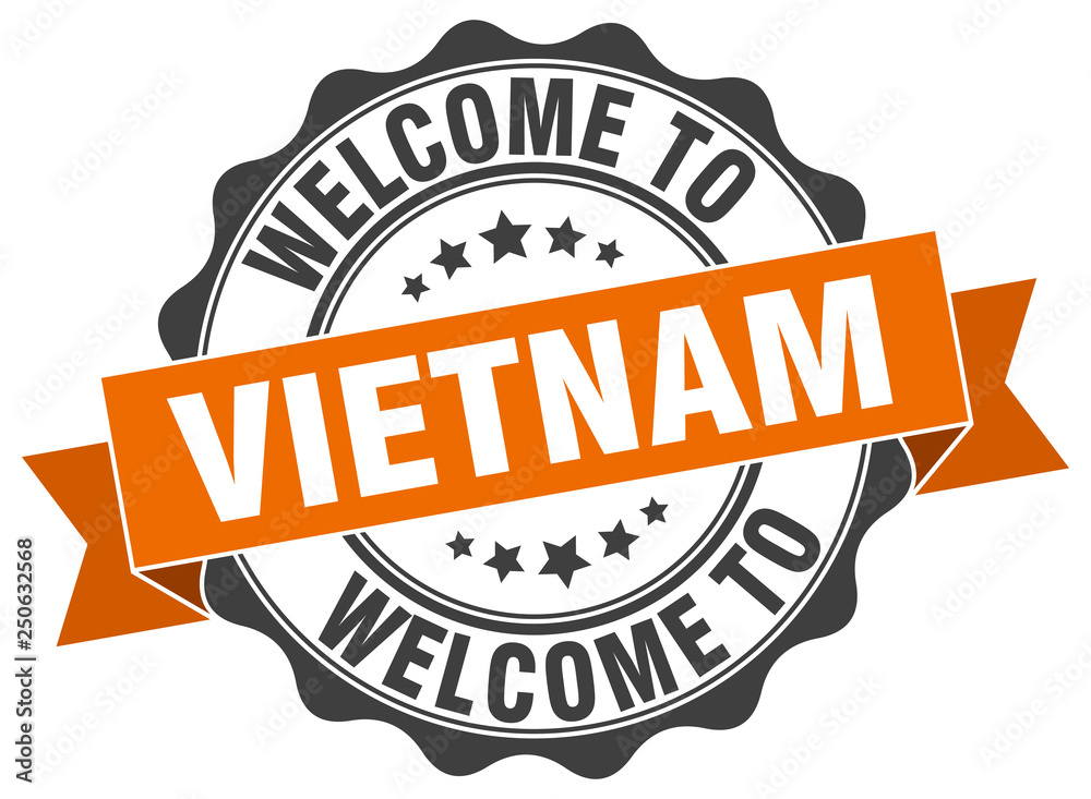 Fototapeta premium Vietnam round ribbon seal