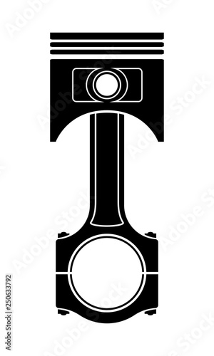 piston with a connecting rod part of a car engine black outline silhouette stock vector illustration