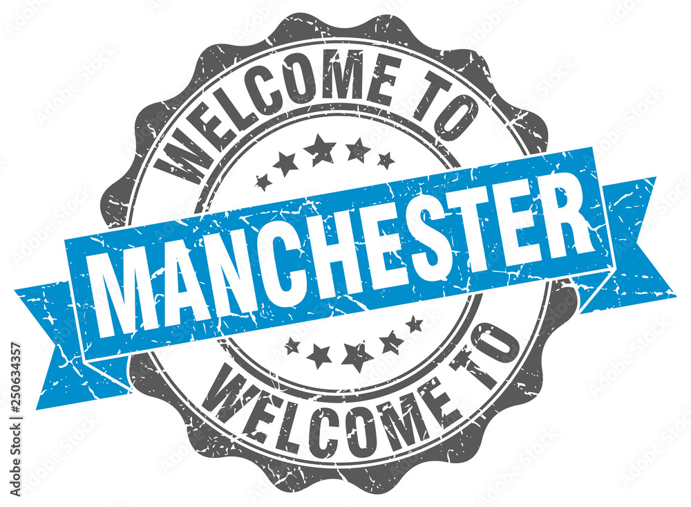 Fototapeta premium Manchester round ribbon seal
