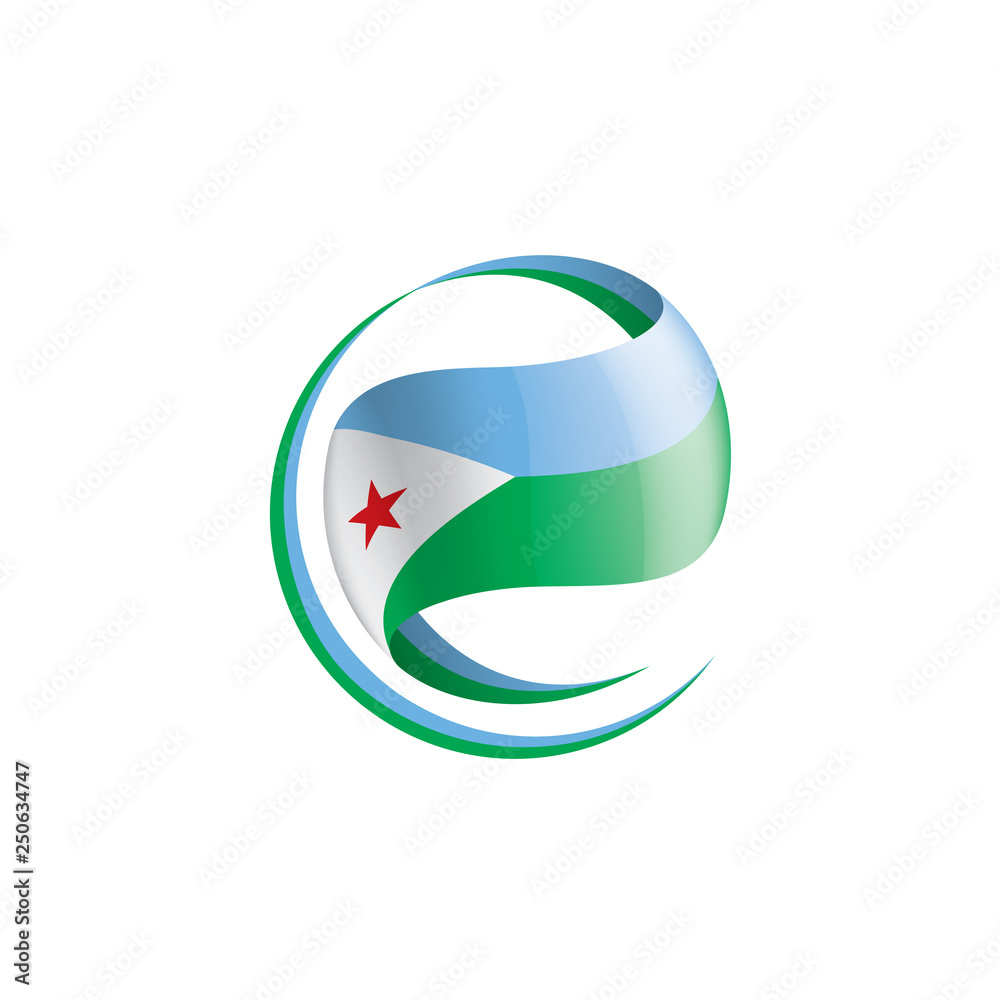 Djibouti flag, vector illustration on a white background Djibouti flag, vector illustration on a white background