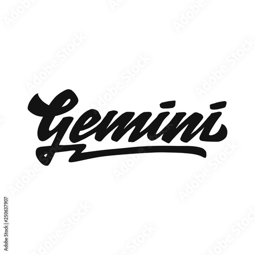 gemini zodiac hand lettering vector