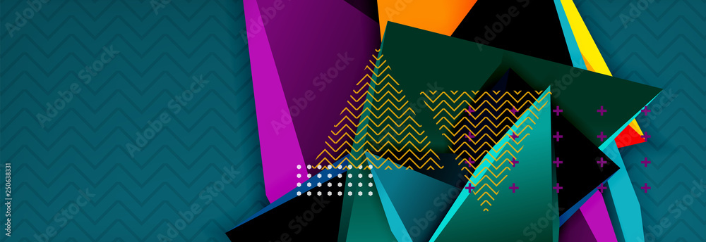 3d triangular shapes geometric background. Origami style pattern with ...