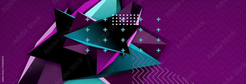 3d triangular shapes geometric background. Origami style pattern with ...