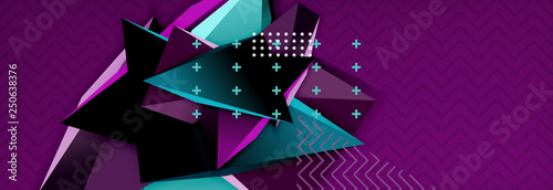 3d triangular shapes geometric background. Origami style pattern with triange shapes for decorative design. Poster design. Line design. Modern presentation template