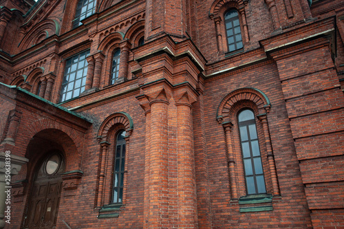 Red brick wall of the old church