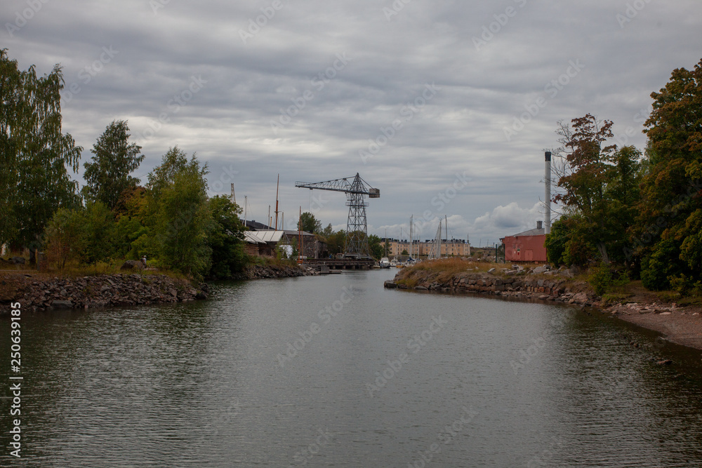 Fototapeta premium Small river in a provincial town