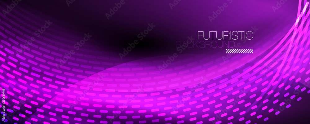 Glowing light particles in dark neon space, magic glow shiny abstract background Glowing light particles in dark neon space, magic glow shiny abstract background
