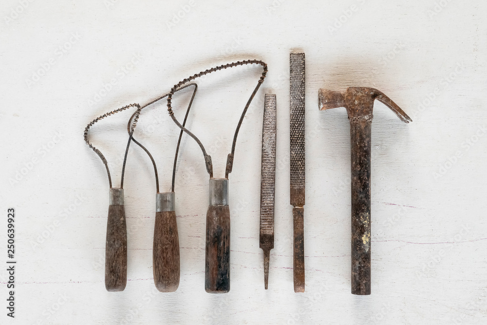 Sculpture tools. Art and craft tools on a white background. Sculpture tools. Art and craft tools on a white background.
