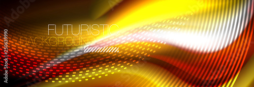 Fluid colors mixing glowing neon wave background, holographic texture