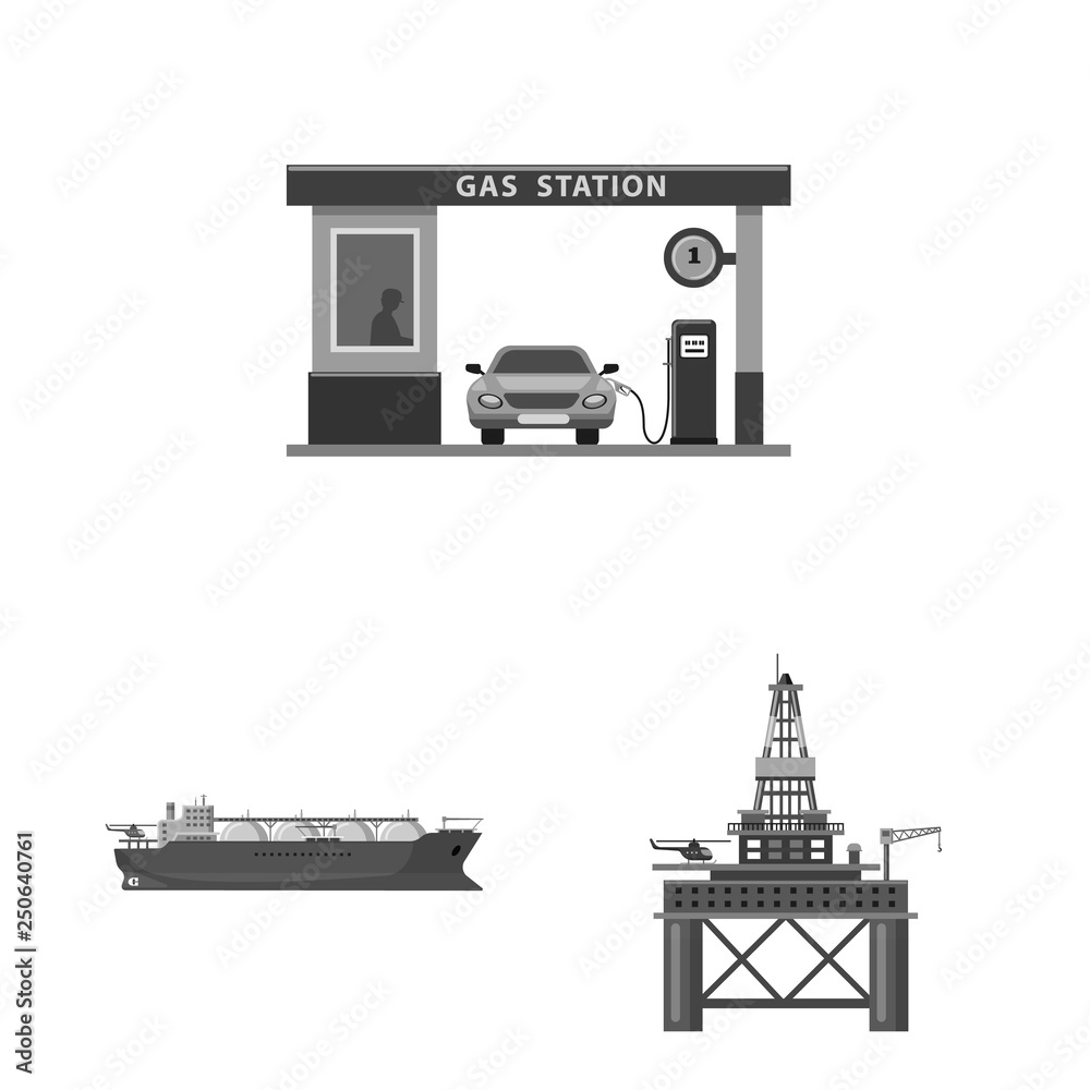 Vector design of oil and gas icon. Set of oil and petrol stock symbol for web.