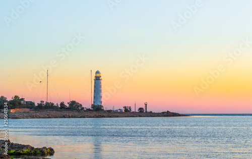 Chersonesos lighthouse in Sevastopol at sunset