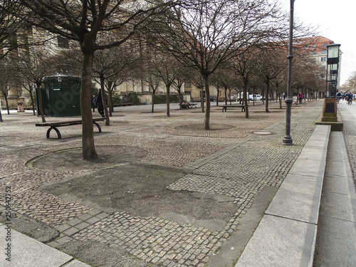 Photography bench in roadside boulevard in Berlin