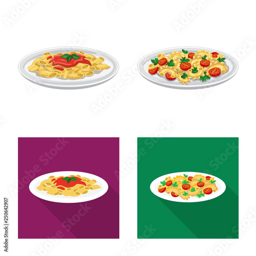 Vector design of pasta and carbohydrate logo. Collection of pasta and macaroni vector icon for stock.