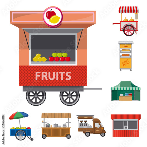 Vector design of market and exterior symbol. Collection of market and food vector icon for stock.