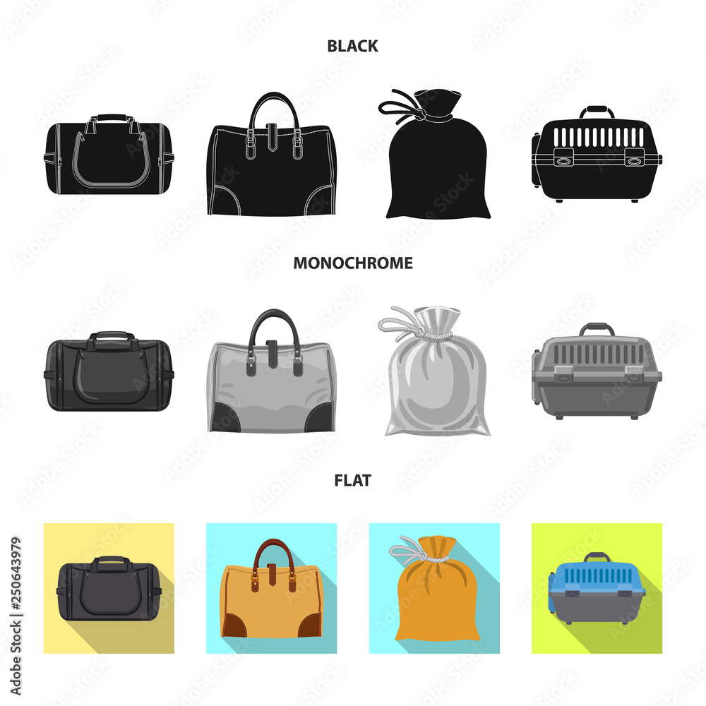 Vector design of suitcase and baggage symbol. Set of suitcase and journey stock vector illustration. Vector design of suitcase and baggage symbol. Set of suitcase and journey stock vector illustration.