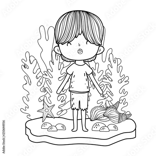 cute little boy undersea character