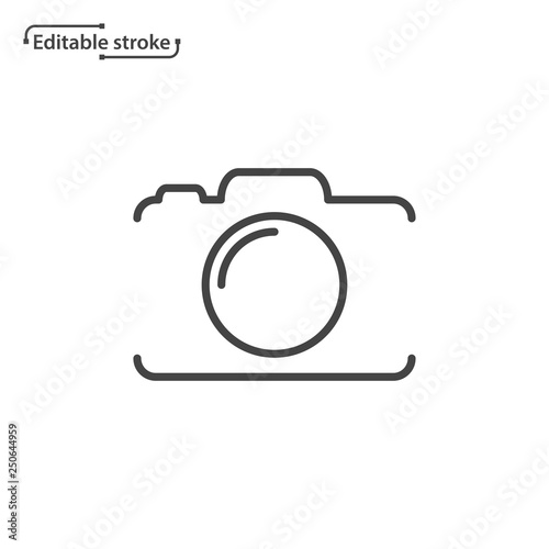 Photo camera line icon. Editable stroke.