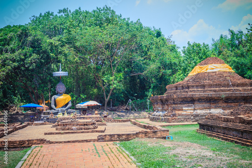 Ruins of Wat That Khao, one of the ruined temples in Wiang Kum Kam, an historic settlement and archaeological site that built by King Mangrai the Great since 13th century, Chiang Mai, Thailand. photo