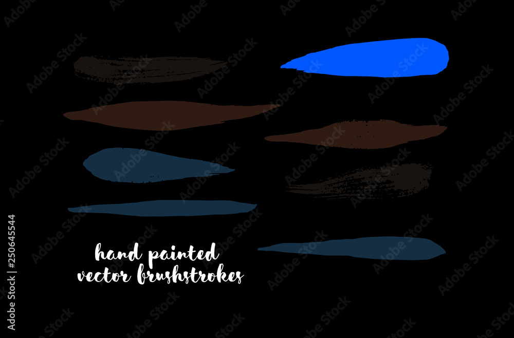 Graffiti Lines. Hand Painted Blue Buttons, Turquoise Highlights. Vector Brushstrokes or Banners. Textured Doodles or Smears. Background Colorful Swatch Collection Vintage Logo Element. Scribble Paint