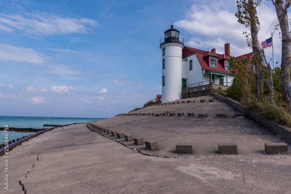 Betsie Point LIghthouse on coast of Lake Michigan, Frankfort, Michigan, USA.