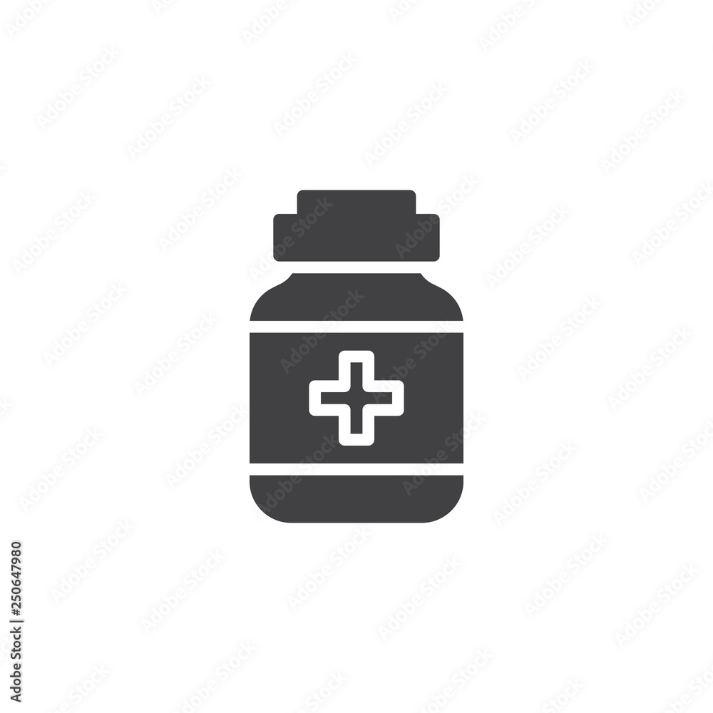 Medicine bottle vector icon. filled flat sign for mobile concept and web design. Medical jar glyph icon. Symbol, logo illustration. Pixel perfect vector graphics Medicine bottle vector icon. filled flat sign for mobile concept and web design. Medical jar glyph icon. Symbol, logo illustration. Pixel perfect vector graphics