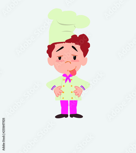 Chef in waiting attitude with funny expression.