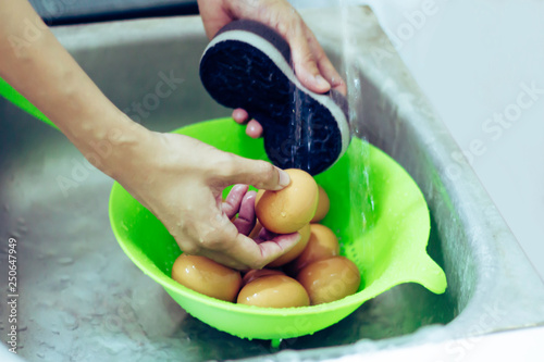Wash the eggs Before you cook.