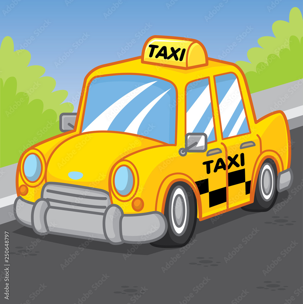 Taxi car cartoon, cartoon vector, cute vector