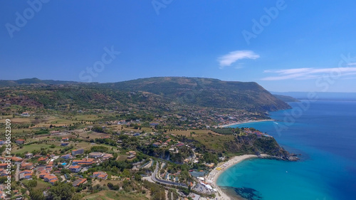 Aerial view of italian coastline in summer season. Calabria from the sky