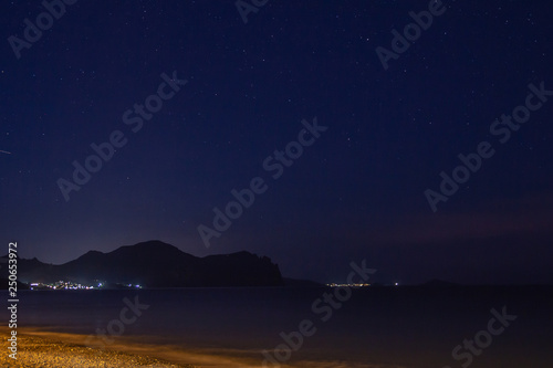 Stars at night over Fox Bay. Crimea.