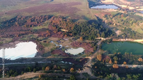 2 heart-shaped lakes. Lakes of the solfatara of Pomezia, Rome photo