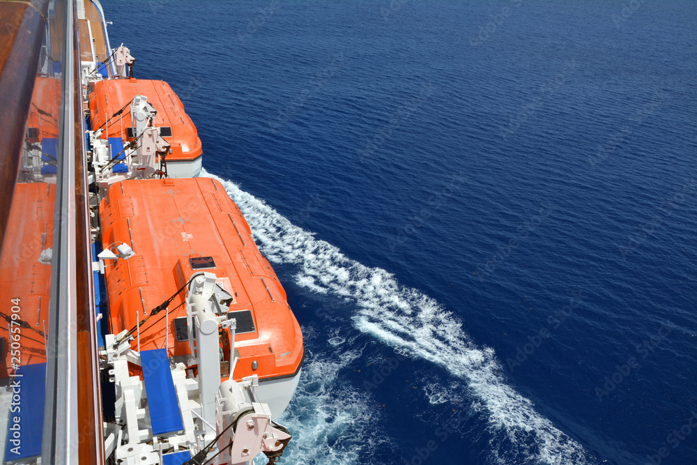Lifeboats on the cruise ship Lifeboats on the cruise ship