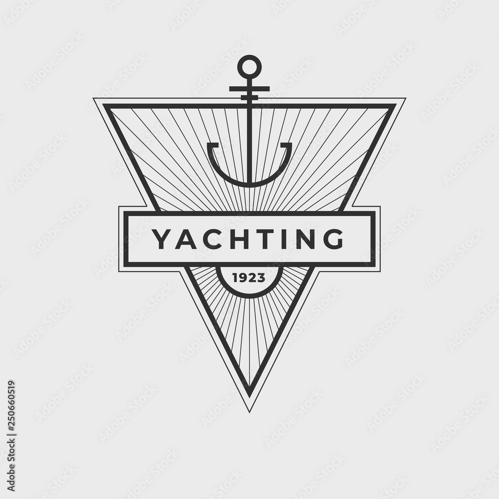 Yachting club logo set. Yachting, yahct club logo set with boad, sail and. Yacht sport. Vector illustration.