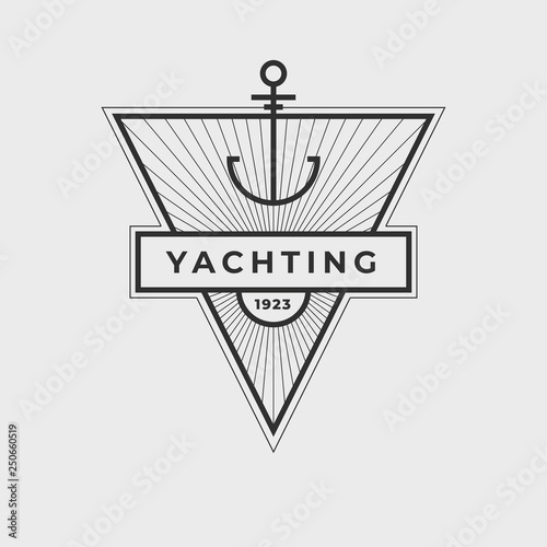 Yachting club logo set. Yachting, yahct club logo set with boad, sail and. Yacht sport. Vector illustration.