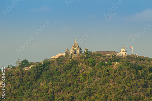 Beautiful landscape view of pagoda on top of the hill at Phra Nakhon Khiri Historical Park (Khao Wang), Petchaburi, Thailand.