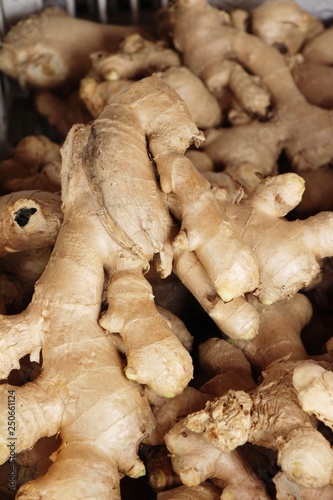 Ginger root for cooking in the market