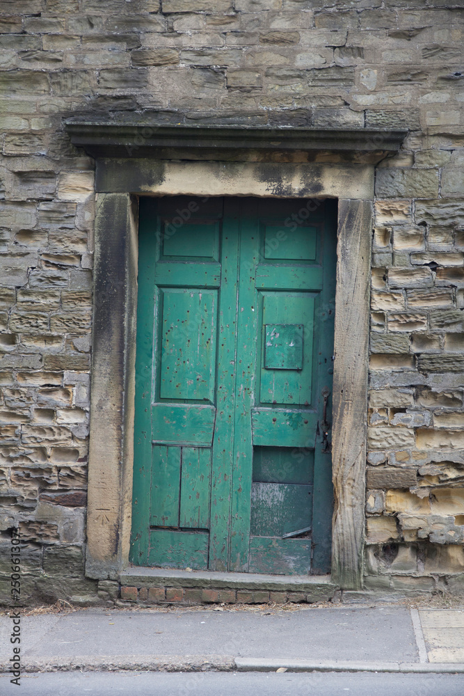 Old doorway at abandoned building.