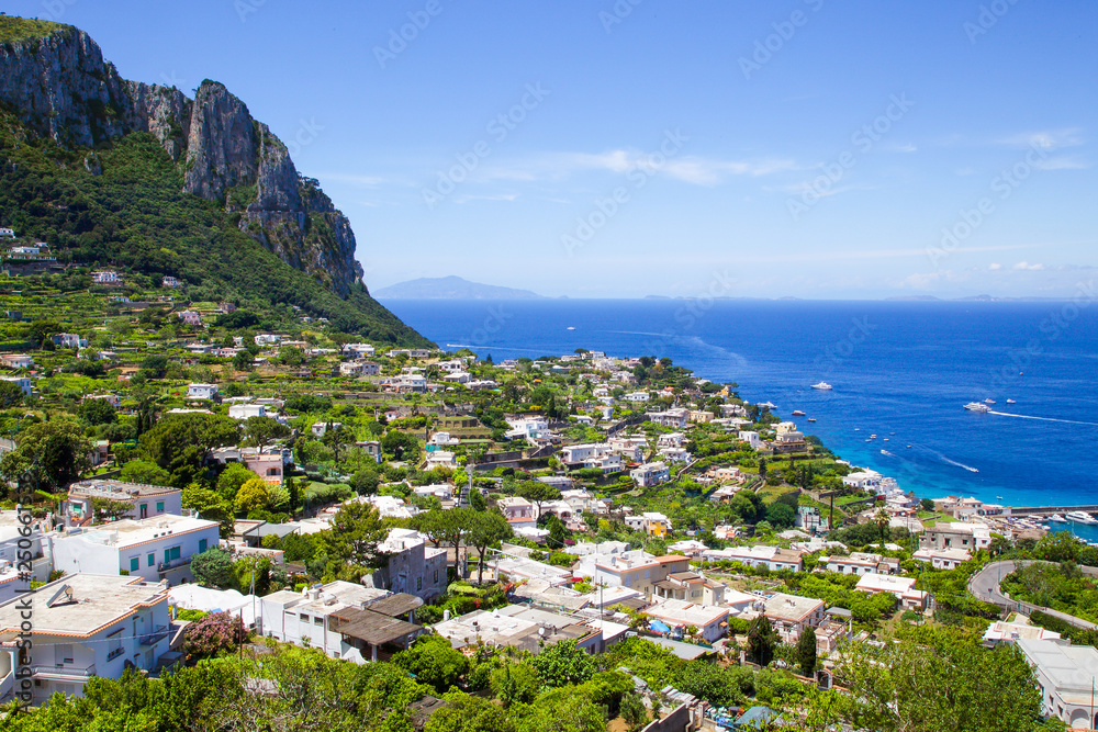 Top view over Capri island, Italy.