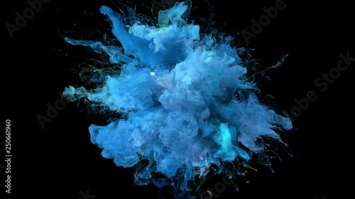 Light Blue Color Burst - colorful smoke explosion fluid particles alpha matte