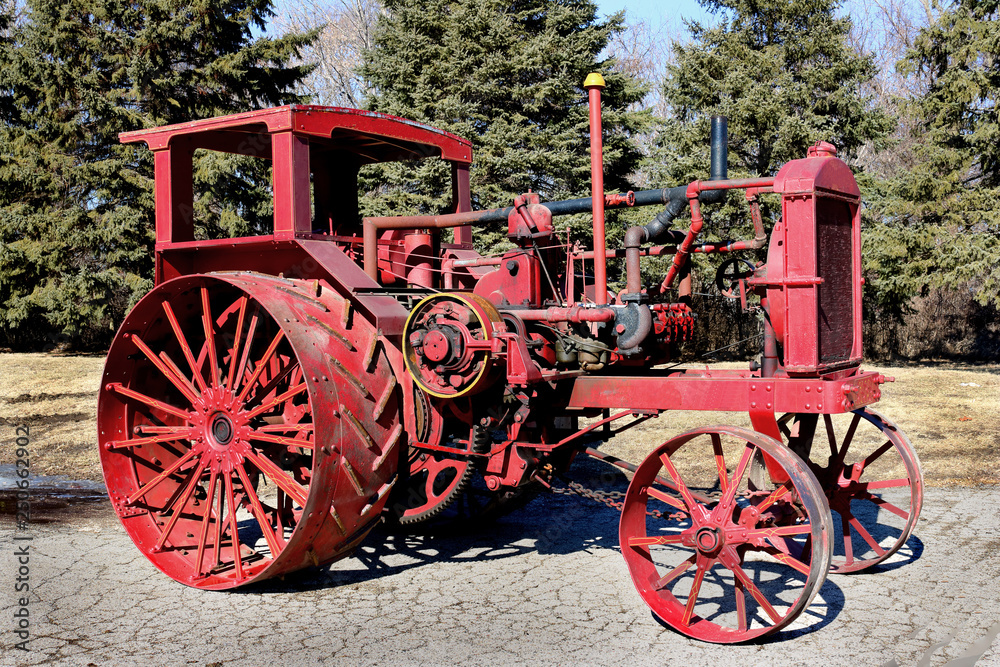 old red tractor