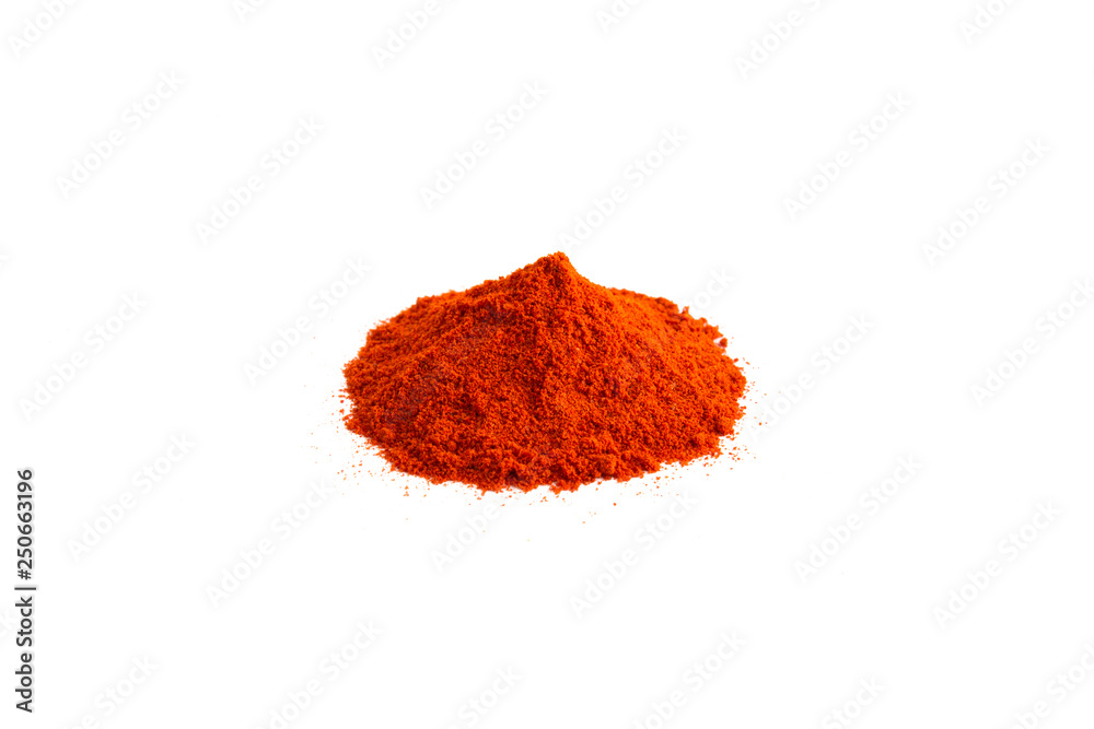 Chili pepper powder isolated on a white background Chili pepper powder isolated on a white background