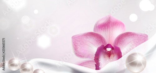 Banner with Orchid and White Satin Fabric